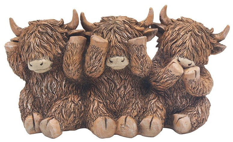 Highland Cow Trio Ornament, 16cm