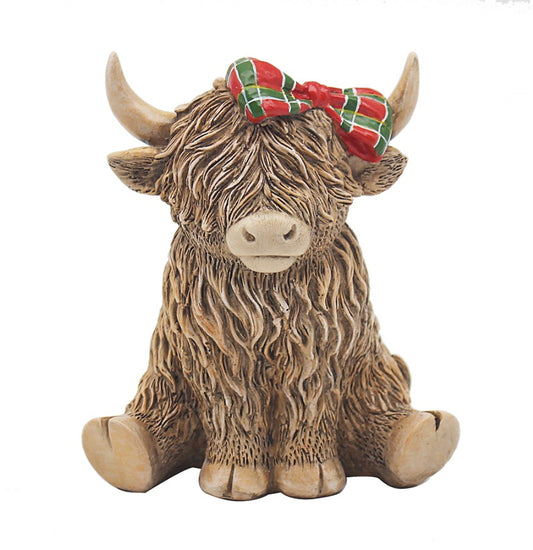 Highland Cow Tartan Bow