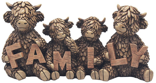 Family Hughie Highland Cows Ornament