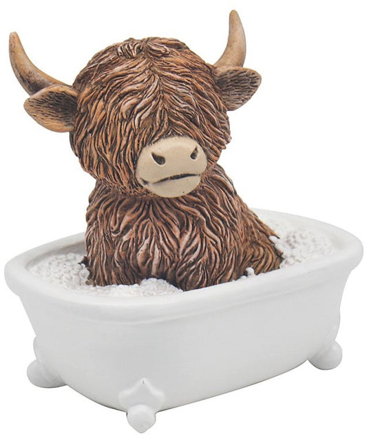 Highland Cow Soaking in Bath Ornament, 18cm