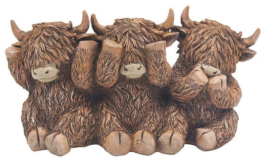 Highland Cow Trio Ornament, 16cm